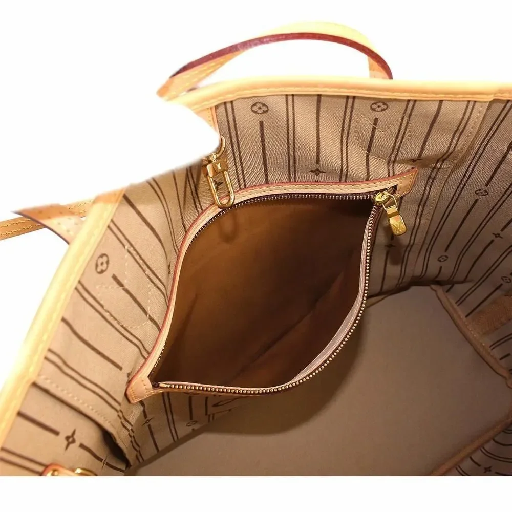 Louis Vuitton Monogram Neverfull MM Tote Bag Brown Beige